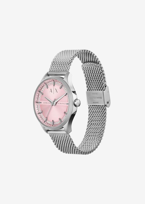 Reloj de malla de acero inoxidable de tres manecillas