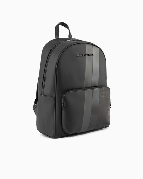 Mochila con monograma y rayas