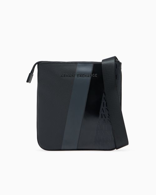 Bolso bandolera plano con monograma y rayas