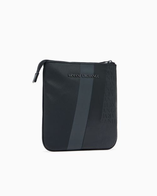 Bolso bandolera plano con monograma y rayas